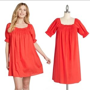 ModCloth Summertime Garden Stories Smocked Mini Puff Sleeve Ref Dress Sz Small